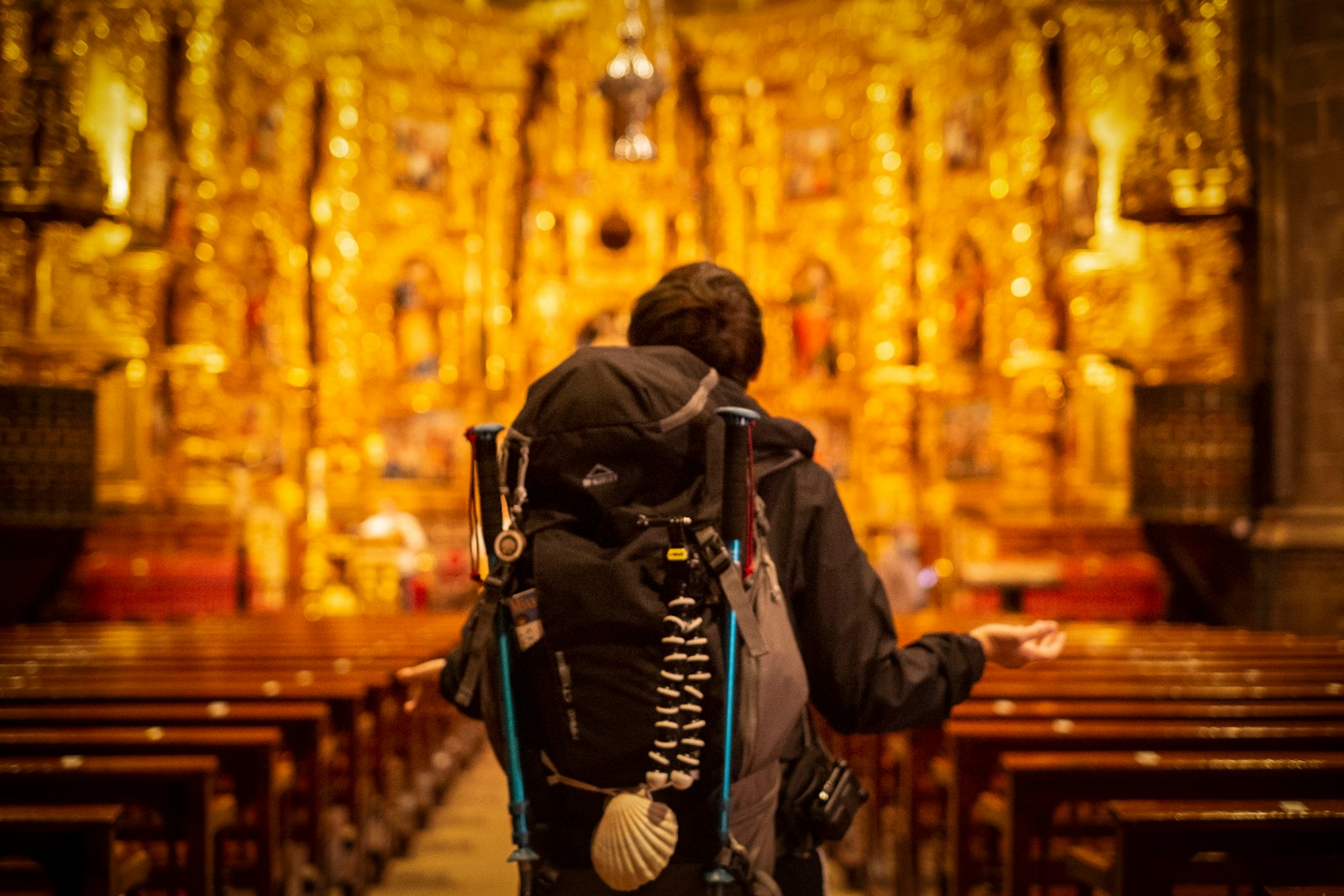 Peregrino en la catedral