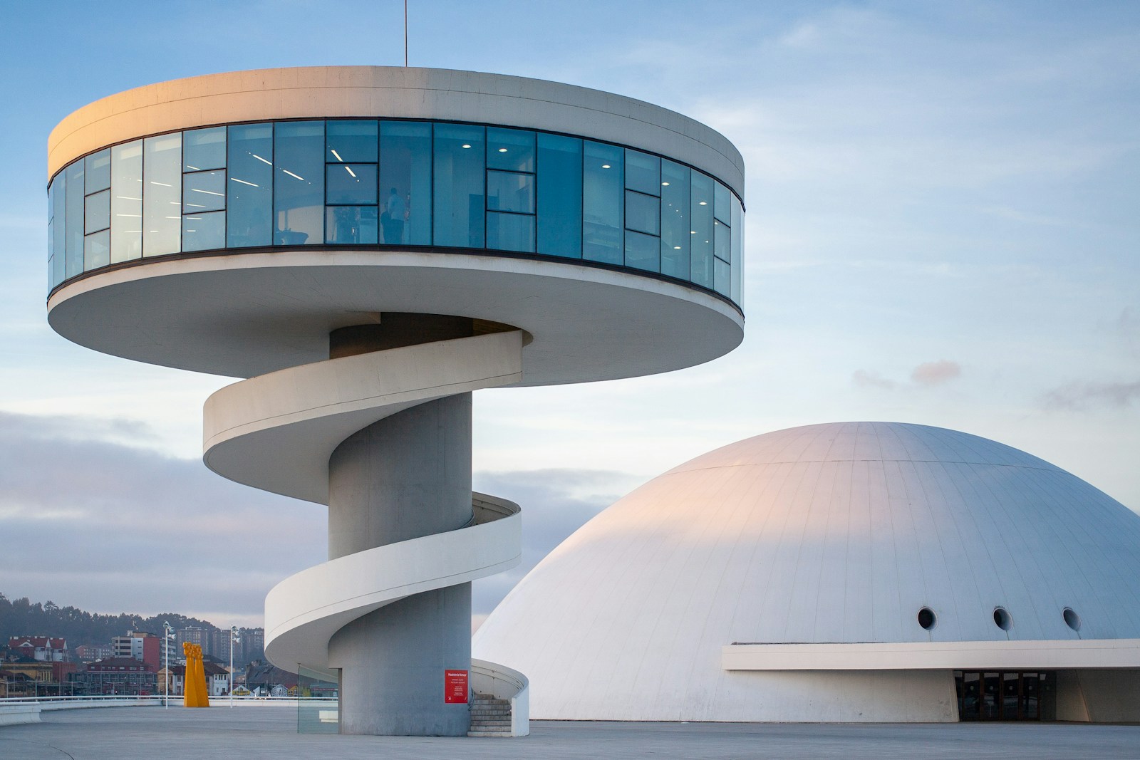 white and gray round building